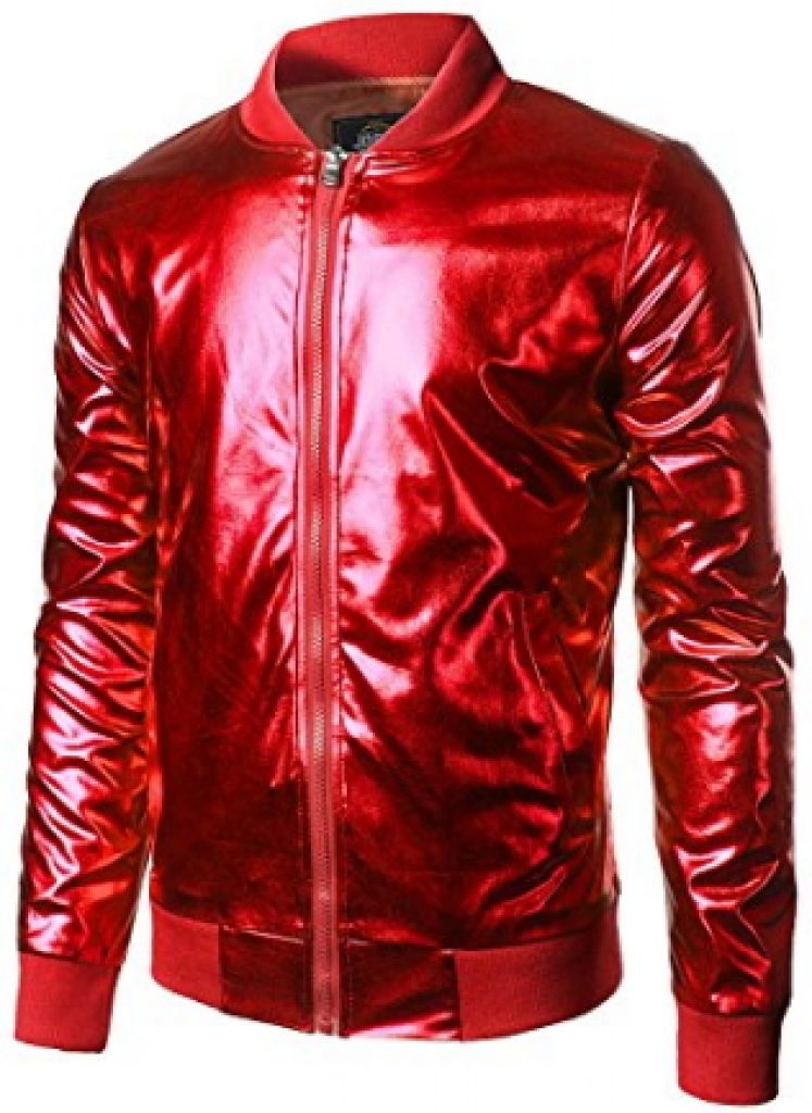 Buy JOGAL Mens Metallic Nightclub Styles Zip Up Varsity Baseball Jacket