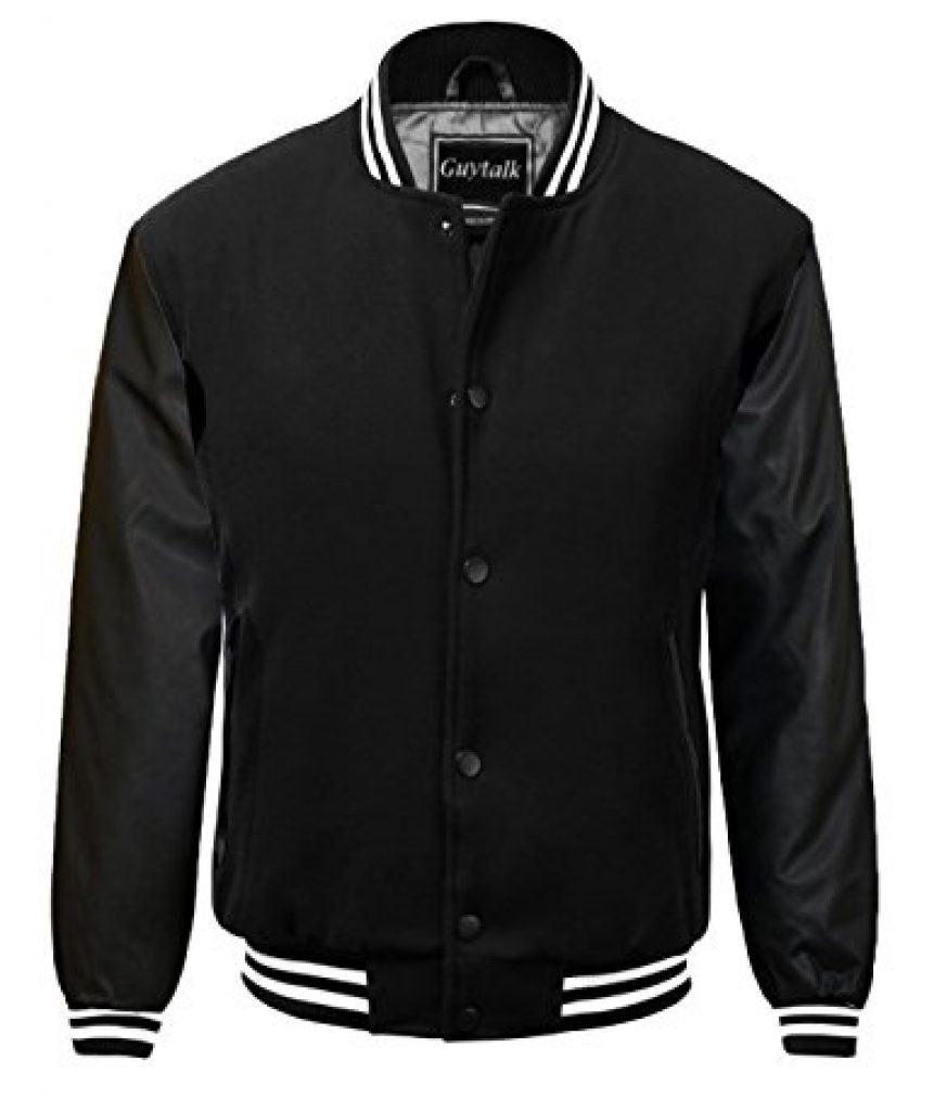 Guytalk Men's Letterman Style Premium Thick Fabric Varsity Baseball Jacket