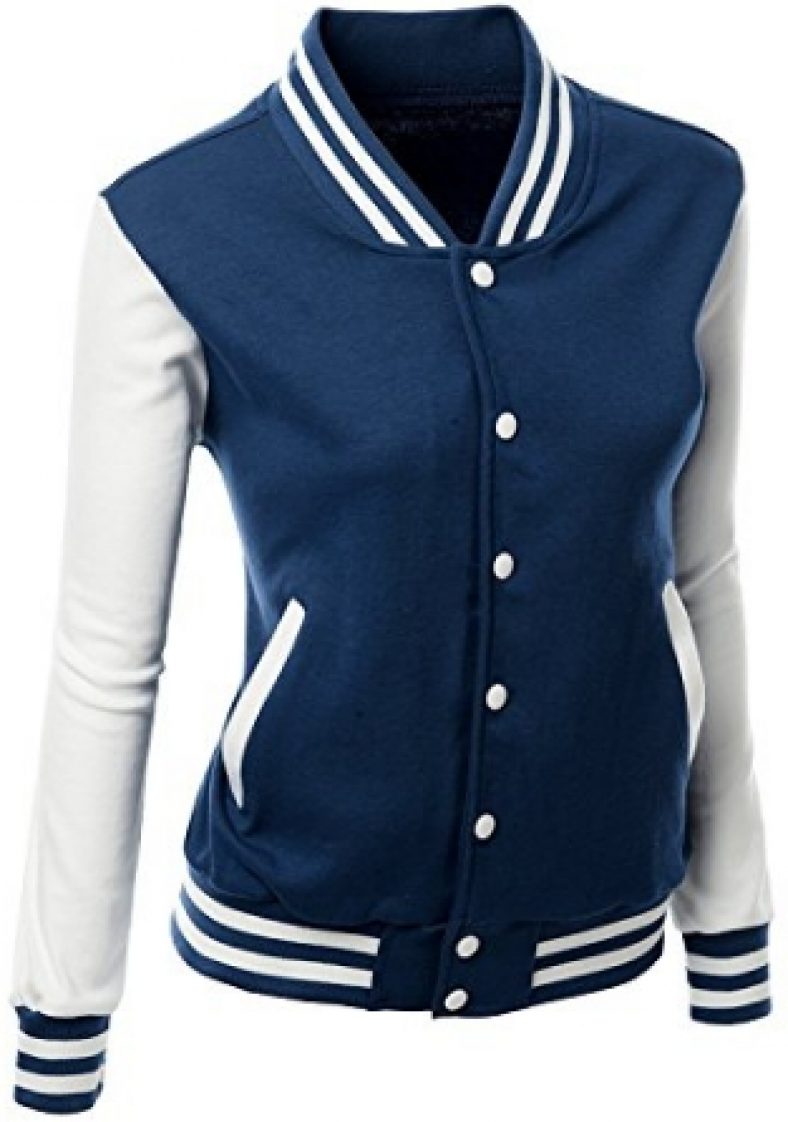 Buy Mojessy Women's Slim Fit Baseball Varsity Jacket Coat Outwear
